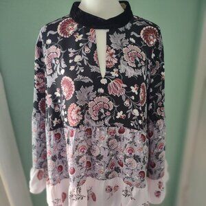 Loft Black Floral 3 tiered Bloude Size L